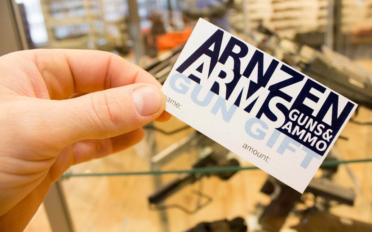Buy gift cards at Arnzen Arms!