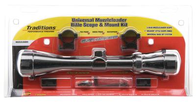 Universal Muzzleloader Riflescope Kit 3-9x40mm Scope Matte Black With Weaver Rings and Two-Piece Base