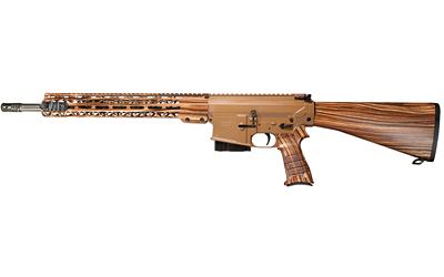 R18FSFSS-308-WG, Semi-automatic, AR, 308WIN/762NATO, 18" Fluted Medium Profile Barrel, 1:10 Twist, A2 Flash Suppressor, Cerakote Finish, Brown Color, Fixed A2 Stock, STARK Pistol Grip, 15 M-LOK Handguard, Wood Grain Hydrodipped Pattern on All Furniture,