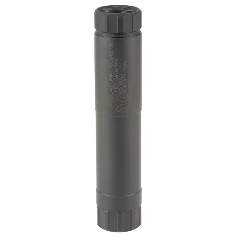 Ti-Rant 45S, Pistol Suppressor, 45 ACP, Grade 9 Titanium, PVD Finish, Black, Direct Thread 3 LUG Adaptor, 1.4" Diameter, Does Not Include Piston 65043
