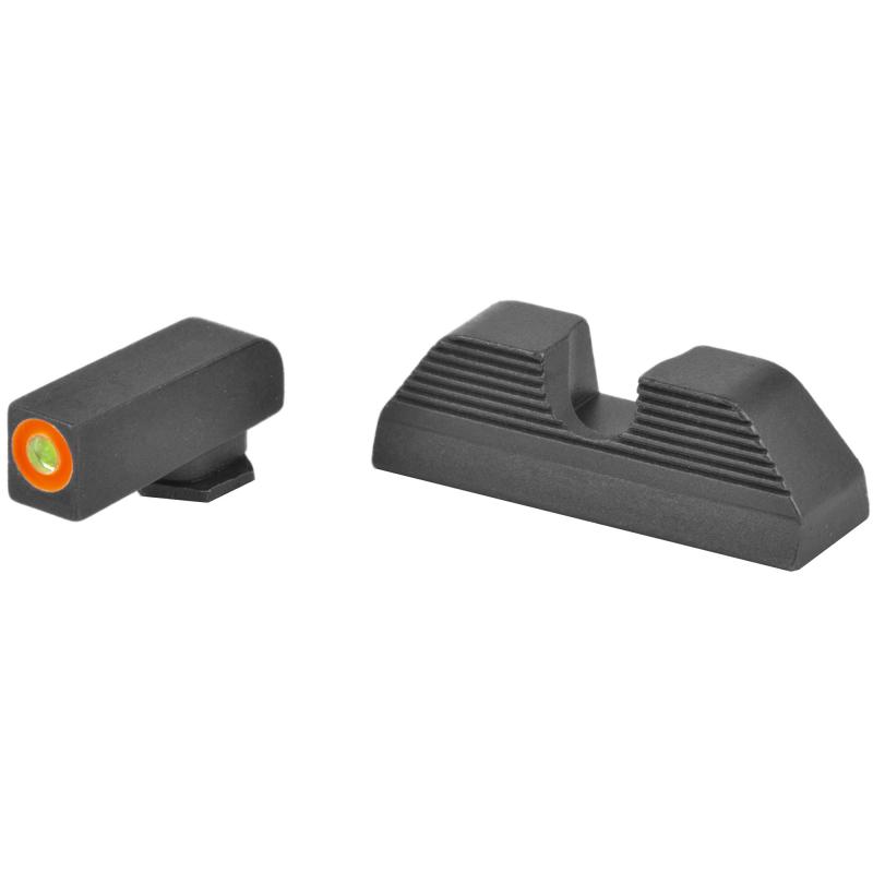 UC Sight Set For Glock 17/39 Green Tritium With Orange Outline Front Sight U-Notch Black Serrated Rear Sight