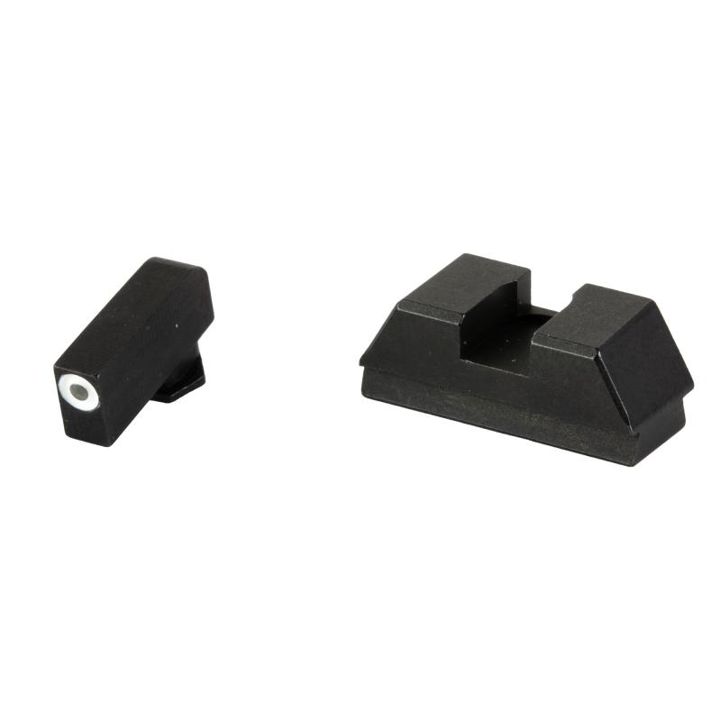 Optic Compatible Sets for Glock | 43X/48 MOS, Green Tritium with White Outline, Black Rear, .220" Front and .295" Rear, Lower 1/5 Co-Witness with Holosun, Not Compatible with RMRcc, GL-480