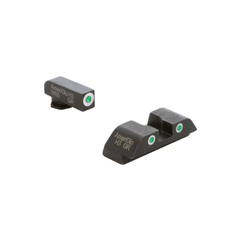 Classic Sight Set, 3-Dot, Night Sight, For Glock Gen 5 9/40, Green Front with White Outline, Green with White Outline Rear, Matte Finish, Black GL-5113
