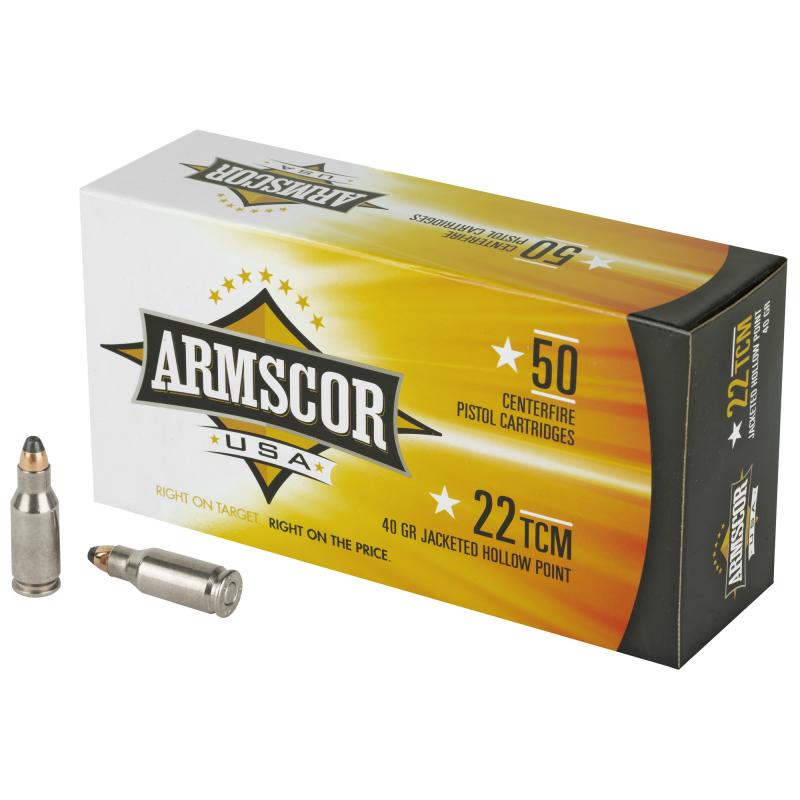 Pistol Ammunition .22 TCM 40 Grain Jacketed Hollow Point