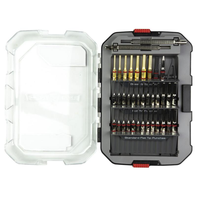 Accu-Punch Master Set, 37 Piece Punch Set, Includes 13 Nickel Plated Flat Tip Punches, 13 Nickel Plated Roll Pin Punches, 7 Brass Punches, 2 Flat Sided Punches, 1 Nylon Punch, 1 Taper Punch, 1 Pair of Plastic Tweezers AVMAPS