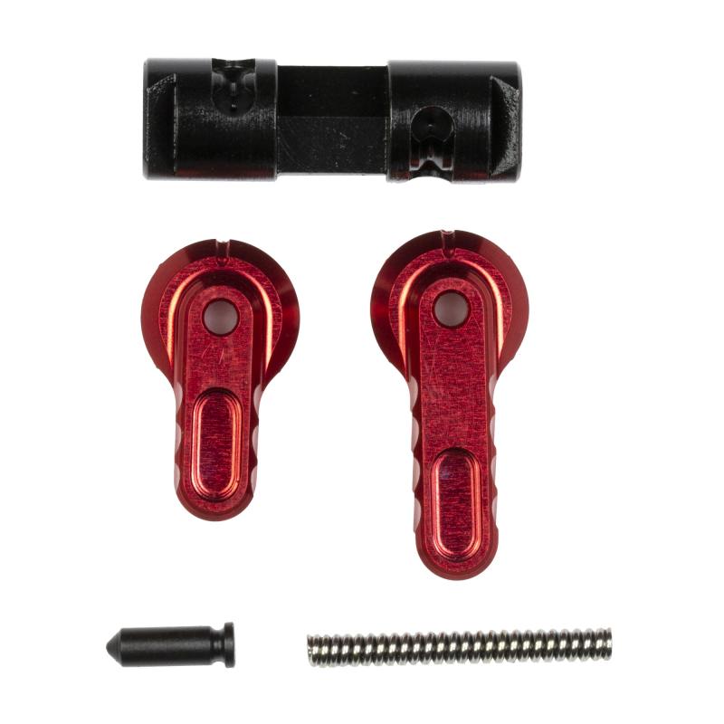 BAD-ASS-LITE, Ambidextrous Safety Selector, 90/60, Lightweight, Reversible, Anodized Finish, Red, Aluminum Construction BAD-ASS-LITE-RED