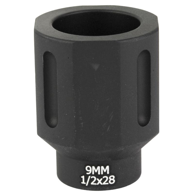 HEX FLASHCAN, Blast Diverter, 9MM, Anodized Finish Black, 1/2X28 Threaded BAD-FLASHCAN-6-1-2x28