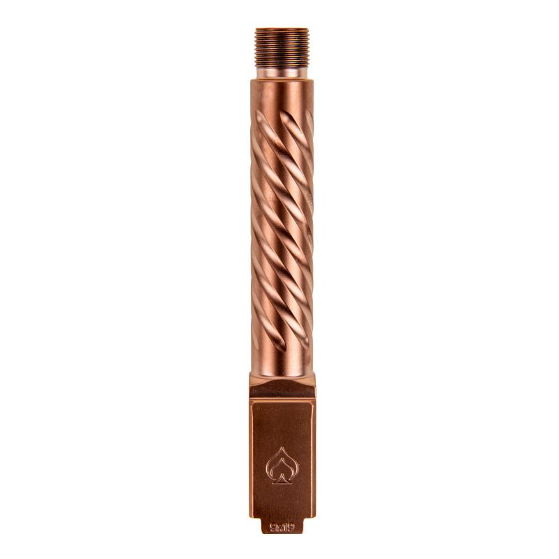 Premium Series, 9MM, 4.5" Threaded Barrel, 1/2x28, Spiral Fluting, Glock 19 Gen 3-5, Copper BAPSG195T3R
