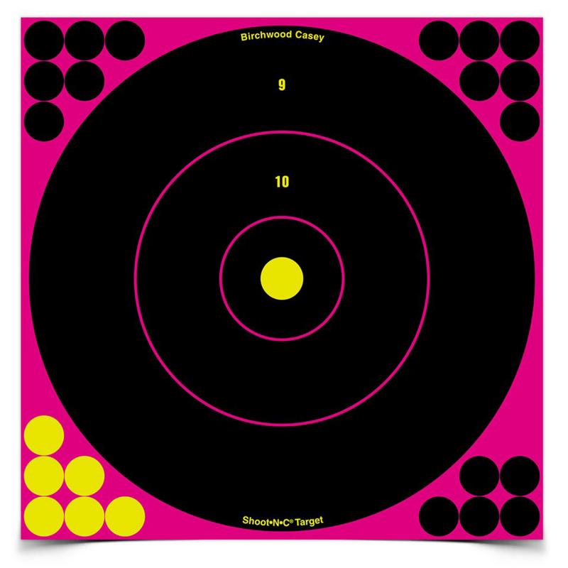 Shoot-N-C Pink Reactive Target 12 Inch Bullseye 5 Per Package