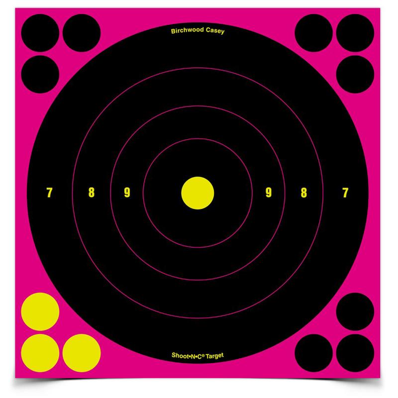 Shoot-N-C Pink Reactive Target 8 Inch Bullseye 6 Per Package
