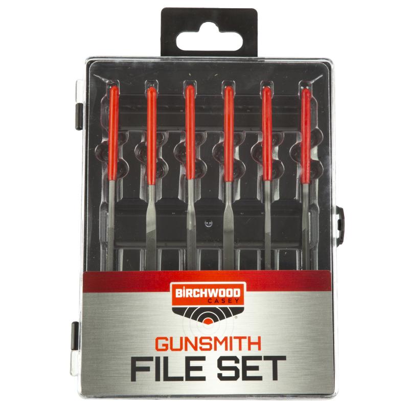 Gunsmith File Set, 6 Piece Set, Hard Carbon Steel Construction, Black/Red, Includes Storage Case BC-GSFS