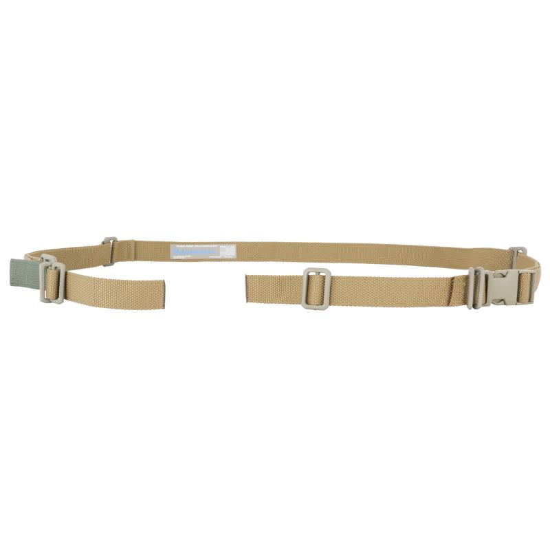 Vickers, 2 Point Combat Sling, Push Button Swivels, 54" with Adjuster Tightened, Coyote, 1.00" Webbing VCAS-PB-125-AA-CB