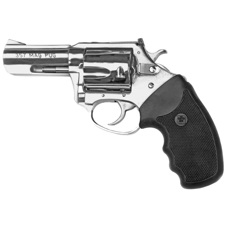 Mag Pug, 357 Magnum, 3" Barrel, Steel Frame, Hi-Polish Stainless Finish, Rubber Grips, Adjustable Sights, 5Rd 73539