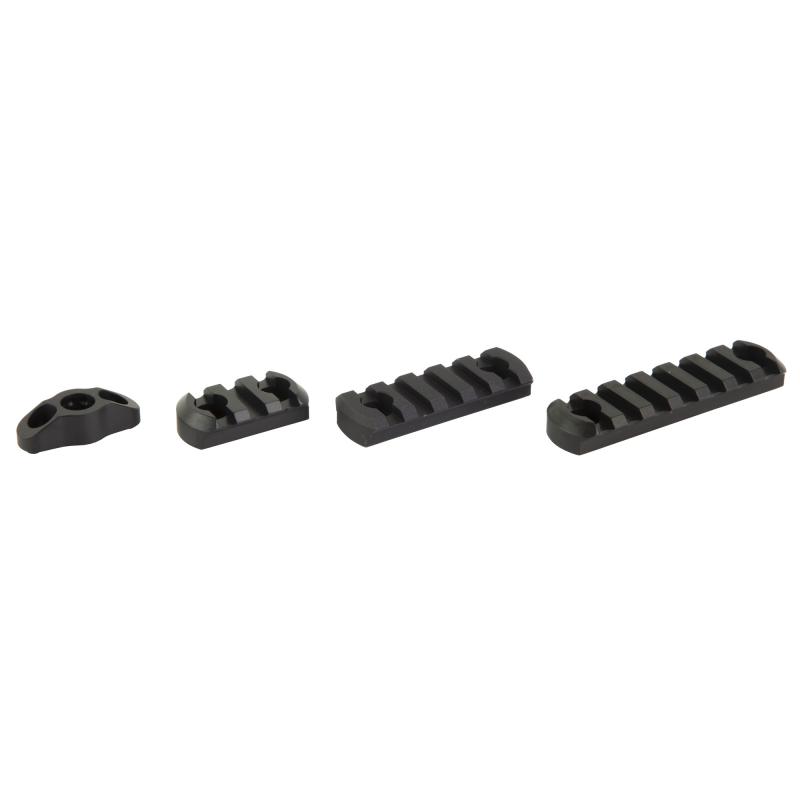 M-Lok 4-Piece Accessory Kit, Fits M-LOK, Anodized Finish, Includes (1)-3 Slot Rail, (1)-5 Slot Rail, (1)-7 Slot Rail, (1)-QD Sling Mount, Black 81724