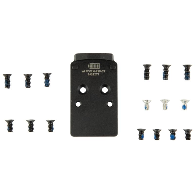 Optic Mounting Plate, Fits Walther PDP 2.0, Trijicon RMR/SRO/RCR, Holosun 407C/507C/507Comp/508T & C&H EDC-XL/Comp, Anodized Finish, Black WLPDP2-0-RSH-ST