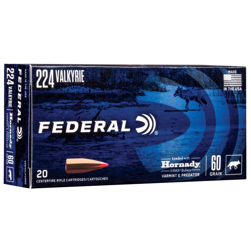 Varmint and Predator, V-Max, 224 Valkyrie, 60 Grain, 20 Round Box V224VLKVM60