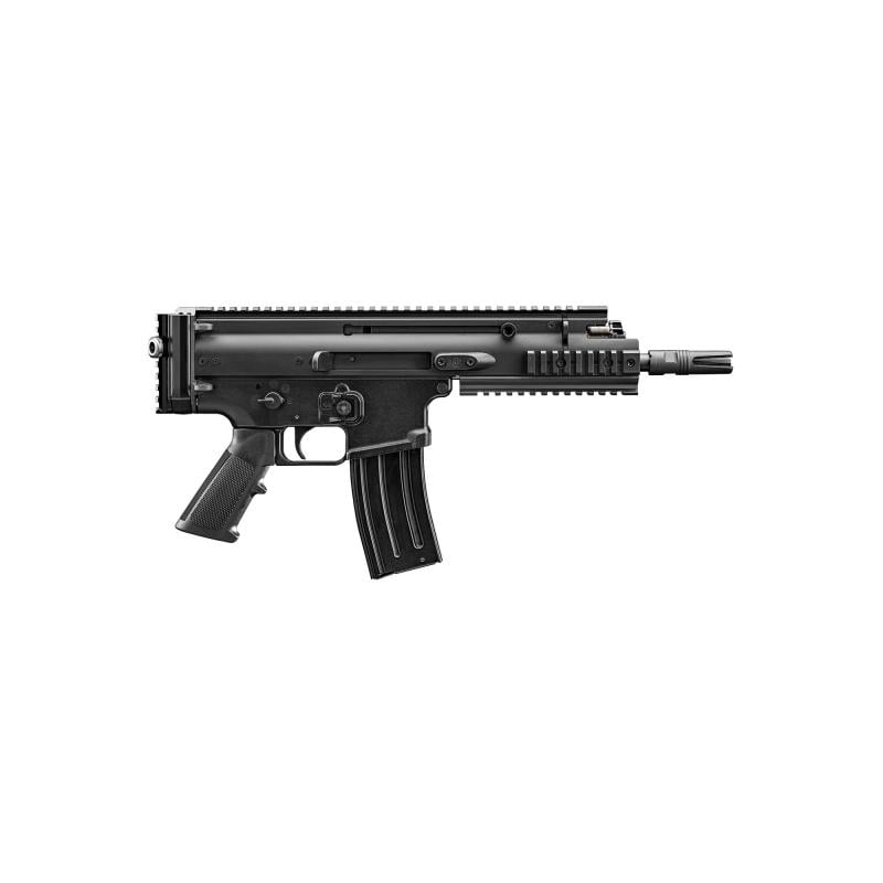 Scar 15P, Semi-automatic Pistol, 556NATO, 7.5" Barrel, 3 Prong Flash hider, Anodized Finish, Black, Non Reciprocating Charging Handle, Short Stroke Gas System, Polymer Grip, Vertical Rear Picatinny Rail with Sling QD Cup, Ambidextrous Safety and Magazine