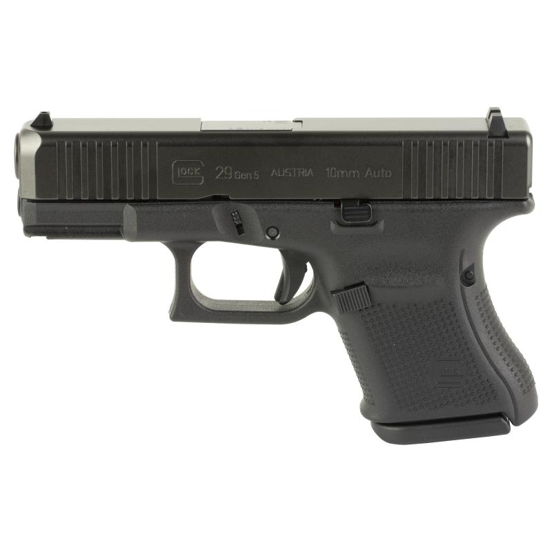 29 Gen5, Striker Fired, Semi-automatic, Polymer Frame Pistol, Sub-Compact, 10MM, 3.78" Barrel, Matte Finish, Black, Fixed Sights, 10 Rounds, 3 Magazines PA295S201