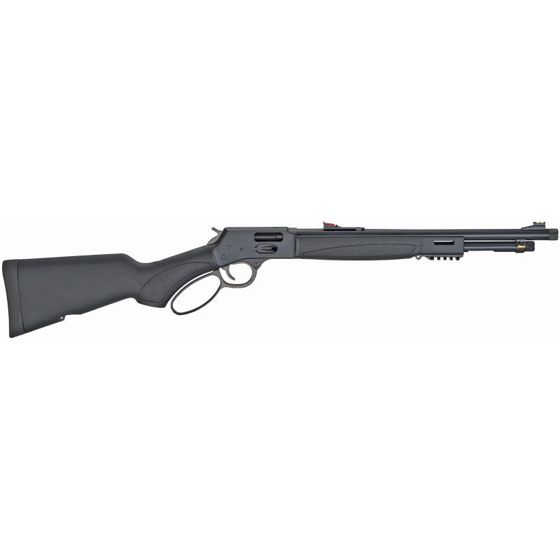 Big Boy X Model, Lever Action, 357 Magnum/.38 SPL, 17.5" Threaded Barrel, Blued Finish, Black Synthetic Stock, M-Lok, Large Loop Lever, Picatinny Rail, 7Rd, Brass Drilled and Tapped for a BB-RSM, Adjustable Fiber Optic Sights H012MX