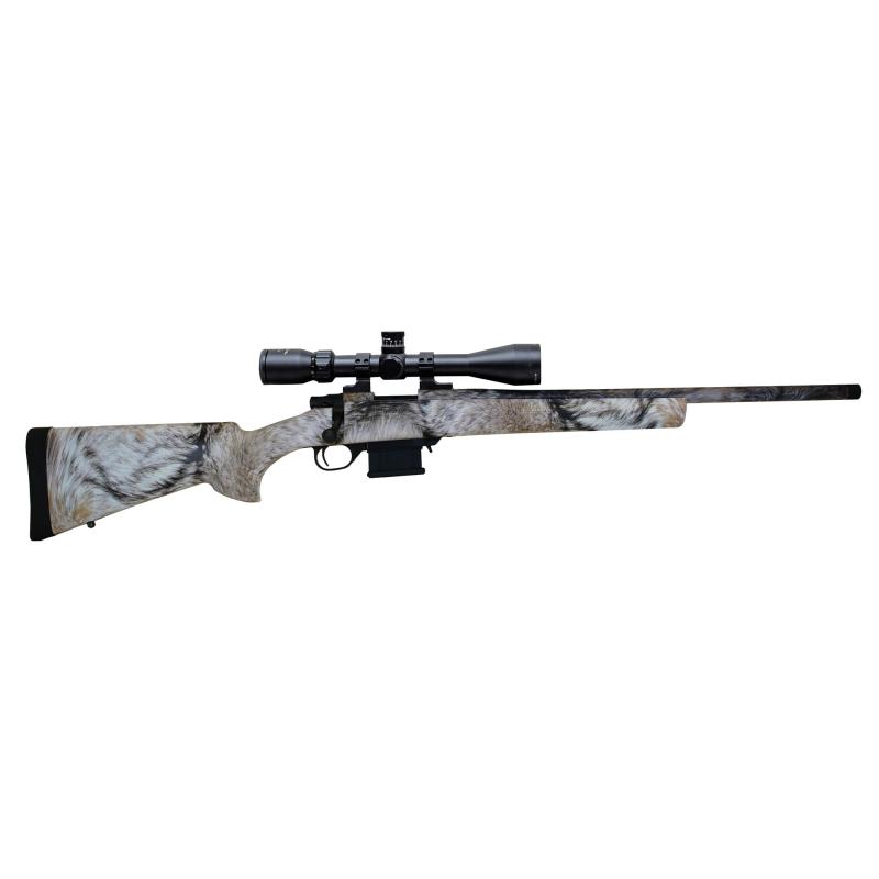 Mini Action, Yote Package, Bolt Action Rifle, 6.5 Grendel, 20" Heavy Threaded Barrel, Tan Yote Camo Finish, Right Hand, Gamepro 4-12x40 Scope Included, 5 Round Mag HMA70622FY