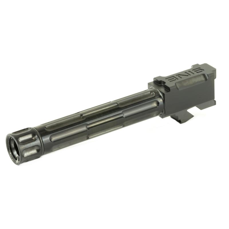 9INE, Barrel, 9MM, Black, Threaded Barrel, 1:10, Fluted, Fits Glock 19 01-GB-G19-TH-BLK