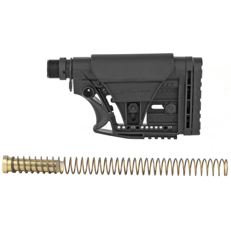 MBA-3 Stock With Buffer Assembly, Mil-Spec 6-Position Carbine Buffer Tube, .223/5.56 Buffer, Buffer Spring, Latch Plate and Lock Ring, Black, Adjustable Length of Pull/Cheek Height/Butt Plate, AR-15 MBA-3K-M