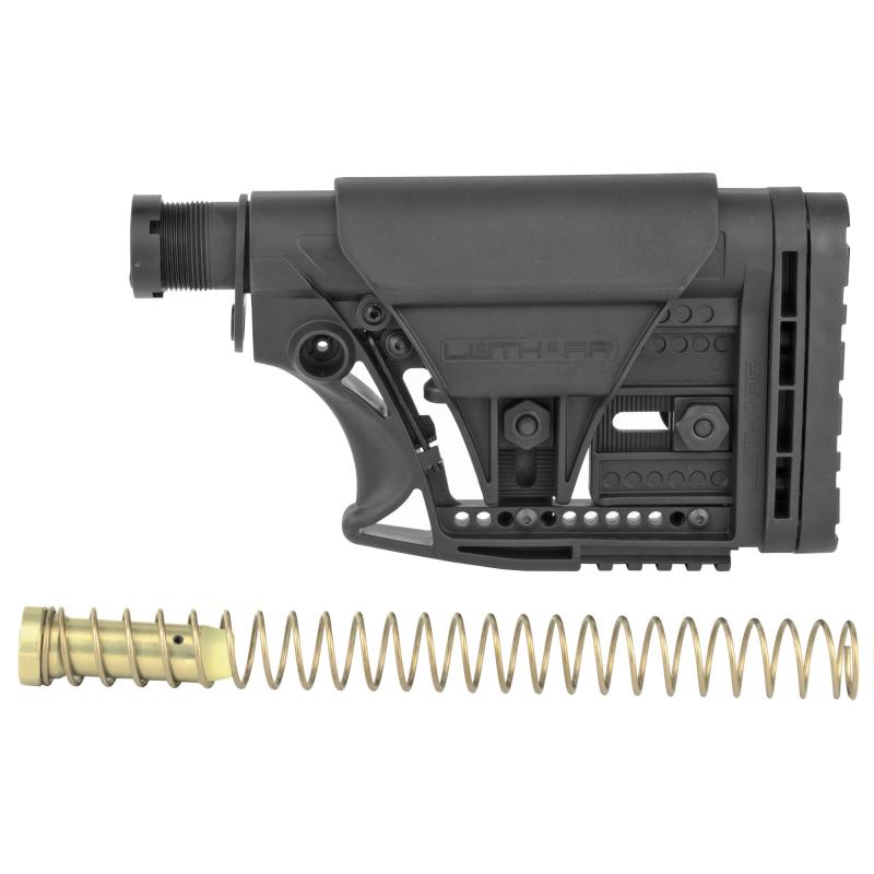 MBA-3 Stock With Buffer Assembly, Mil-Spec 6-Position Carbine Buffer Tube, .308 Buffer, .308 Buffer Spring, Latch Plate and Lock Ring, Black, Adjustable Length of Pull/Cheek Height/Butt Plate, AR-10 MBA-3K308-M