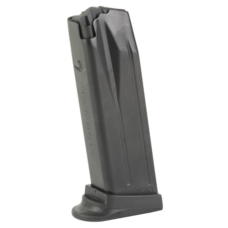 Magazine, 40 S&W, 12 Rounds, Fits P2000/USP40 Compact, Finger Rest, Black, Red Follower 50259085