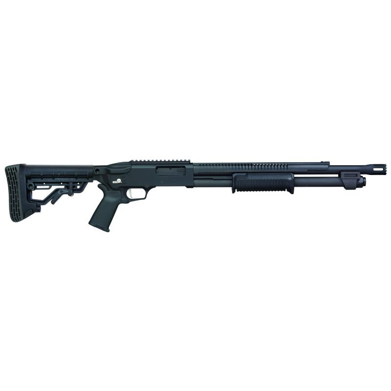 590R, Pump Action Shotgun, 12 Gauge, 3" Chamber, 18.5" Barrel with Stand-Off, Matte Finish, Black, Collapsible Stock, Heat Shield, Top Picatinny Rail, 6 Round 50761