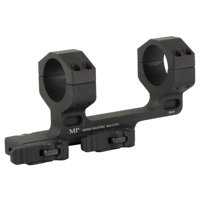 Scope Mount, 34mm, Quick Detach Mount, 1.93" Height With 1.5" Offset, Fits Picatinny, Anodized Finish, Black MI-QD34SMH