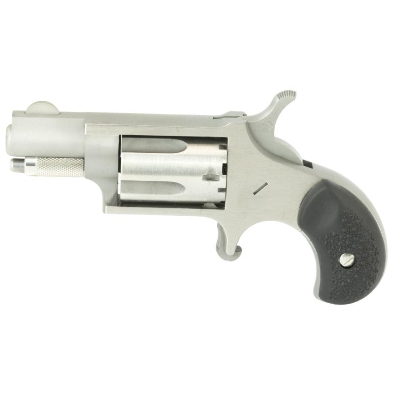 Mini Revolver, Single Action, 22LR, 1.125" Barrel, Steel Frame, Stainless Finish, Rubber Grips, Fixed Sights, 5Rd NAA-22LR-CR