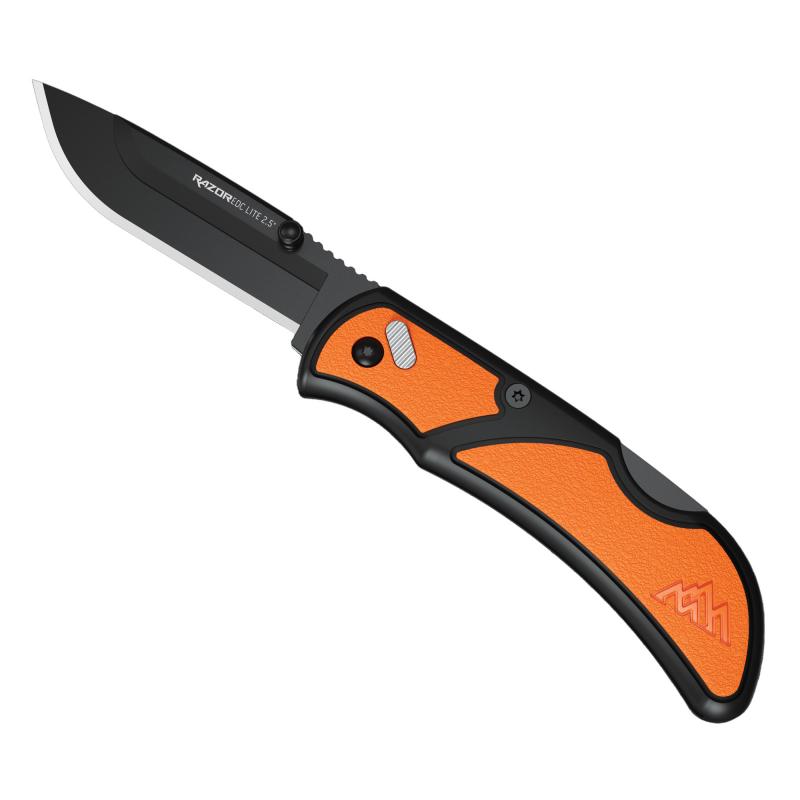 Razor EDC Lite, Folding Knife, Plain Edge, 2.5" Blades, 420J2 Stainless Steel, Includes (2) Drop Point Blades, Black Oxide Blade Finish, Orange Handle RCB25-2C
