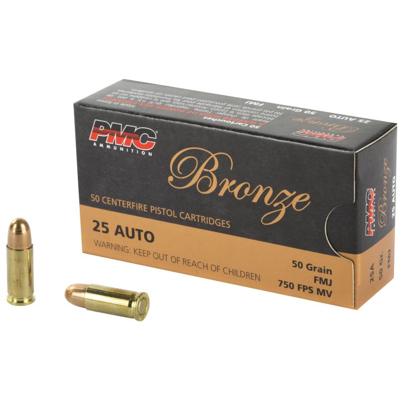 Bronze Line .25 ACP 50 Grain Full Metal Jacket Box of 50 Rounds