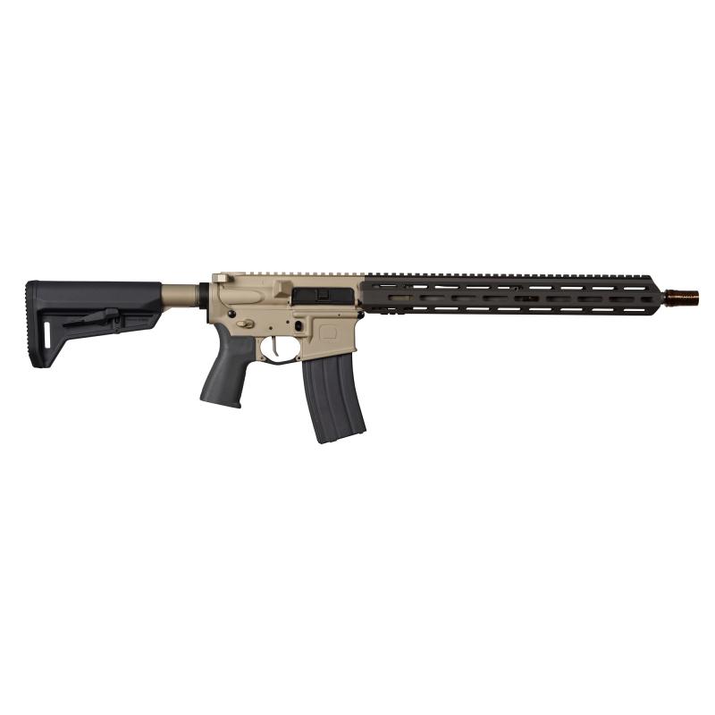 Sugar Weasel, Semi-automatic, Rifle, 223 Remington/556NATO, 16" Barrel, 1/2x28 Threaded, Cherry Bomb Muzzle Brake, Clear Anodized Finish, Flat Dark Earth, Magpul SL-K Stock, 15" Free Floated M-LOK Handguard, 30 Rounds, 1 Magazine, Product Finishes, Shade