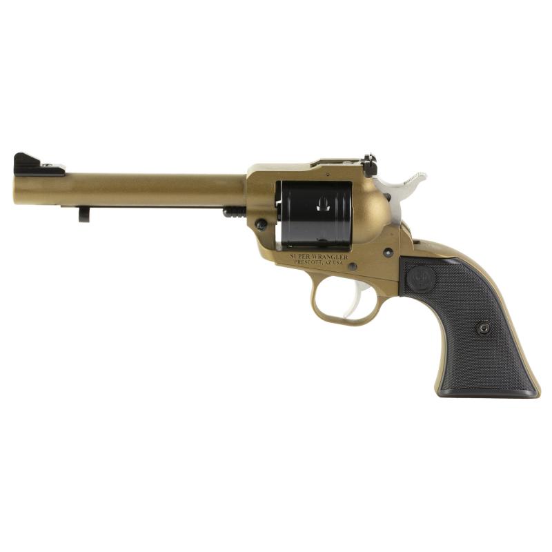 Super Wrangler, Revolver, Single Action, 22 LR/22 WMR, 5.5" Barrel, Cerakote Finish, Bronze, Synthetic Grips, Adjustable Sights, 6 Rounds, 2 Cylinders, (1)-22WMR and (1)-22LR 2034