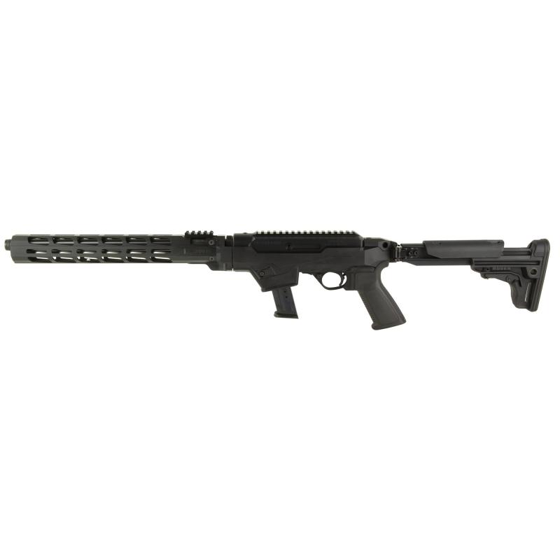 PC Carbine, Semi-automatic Rifle, 9MM, 16.12" Cold Hammer Forged Fluted Barrel, Threaded 1/2X28, Anodized Finish, Black, Folding Adjustable Stock, M-LOK Handguard, 17 Rounds, 1 Ruger SR Series Magazine, Includes Additional Glock Magazine Well 19140