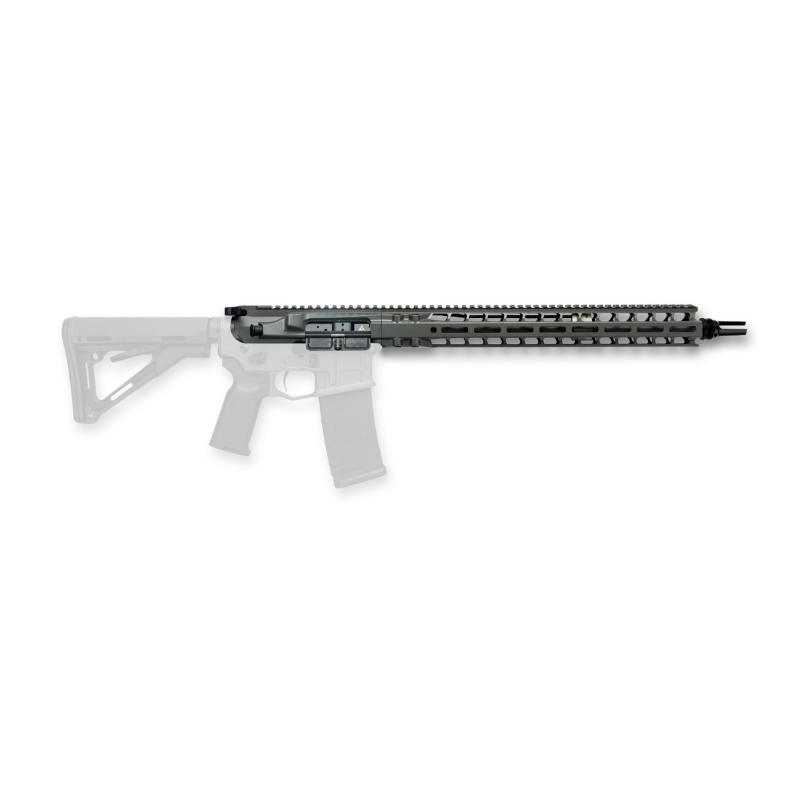 Complete Upper, 223 Wylde, 16" Barrel, 1:8 Twist, SilencerCo ASR Flash Hider, Mid Length Gas, 15" MLOK Handguard, Radian Raptor-SD Charging Handle, Radian Enhanced Bolt Carrier Group, Cerakote Finish, Gray, Fits AR-15 R0471