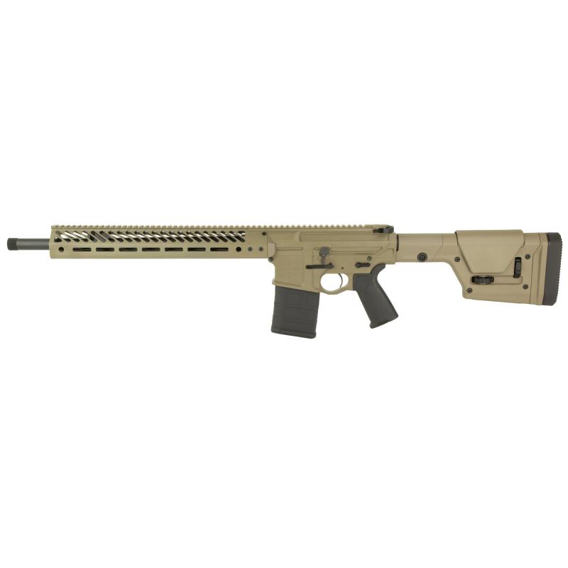 SP10M, Semi-automatic Rifle, AR, 308 Winchester, 18" Bartlein Barrel, 1:11.5 Twist, Threaded 5/8X24, Cerakote Finish, Flat Dark Earth, 15" Free Float M-LOK Handguard, Single Stage Trigger, Magpul MOE Plus Grip, Magpul PRS Lite Stock, Ambidextrous Safety,