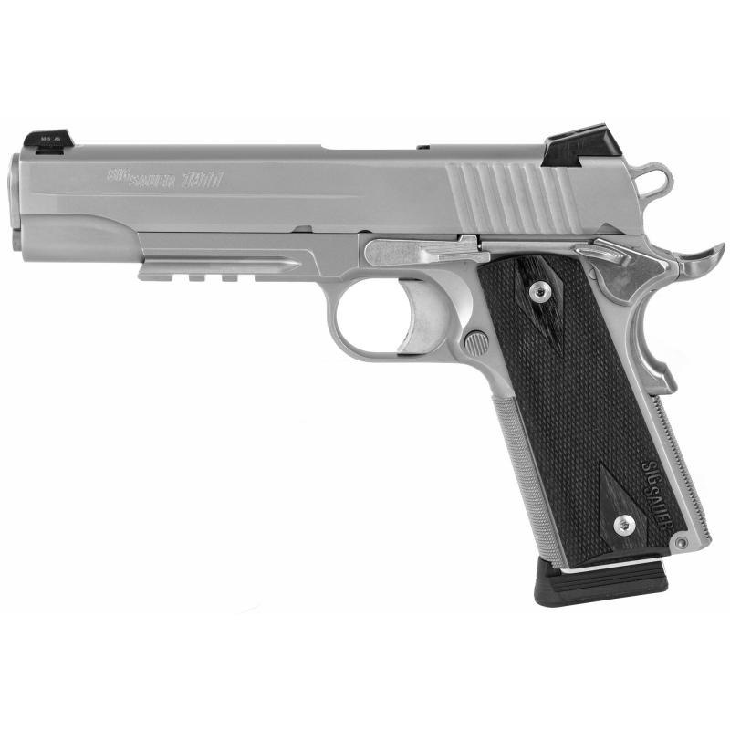 1911 Full Size With Accessory Rail .45 ACP 5 Inch Barrel Night Sights Stainless Steel Finish Blackwood Grips 8 Round - CA Compliant