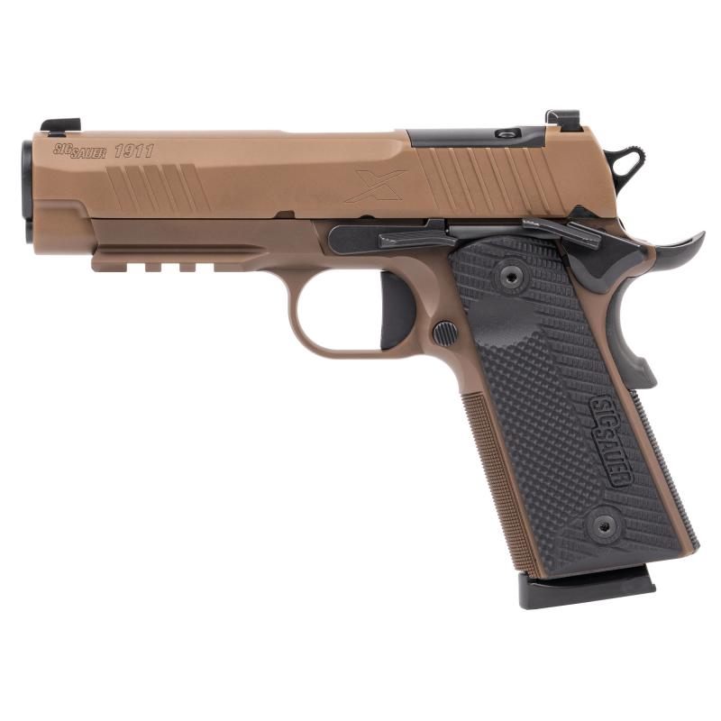 1911 X Carry, Single Action Only, Semi-automatic, Commander Size, 45ACP, 4.25" Barrel, DLC Finish, Black and Coyote, Optics Ready, G10 Grips, XRay3 Day/Night Sights, Ambidextrous Safety, 8 Rounds, 2 Magazines 1911XCA-45-CXR3
