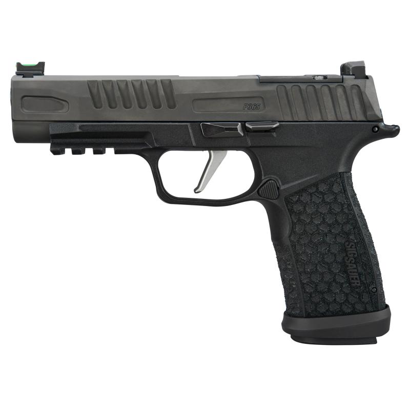P365 Fuse, Striker Fired, Semi-automatic, Polymer Frame Pistol, Compact, 9MM, 4.3" Barrel, Cerakote Finish, Black, Sig Sauer LXG Grip, Fiber Optic Front and Low Profile Combat Rear Sights, Optics Ready, 10 Rounds, 3 Magazines 365XF-9-BFO-10