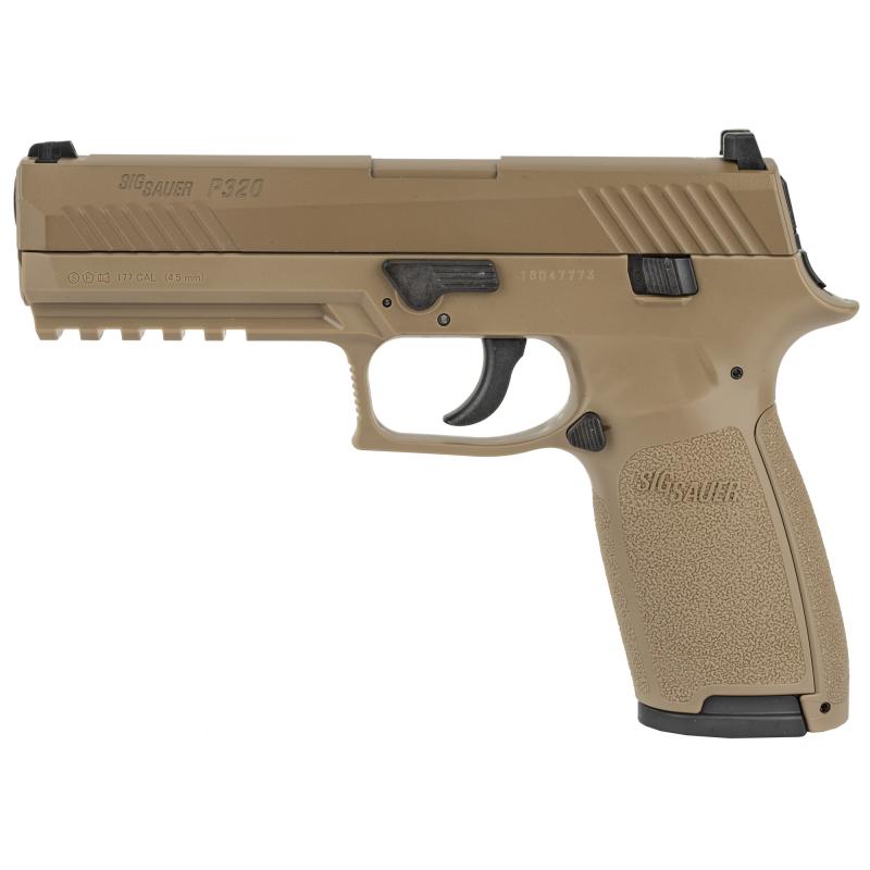 P320 Air Pistol .177 Caliber 4.5 Inch Steel Barrel Coyote Tan Finish 30 Round Magazine Uses 12gr CO2 Cylinder