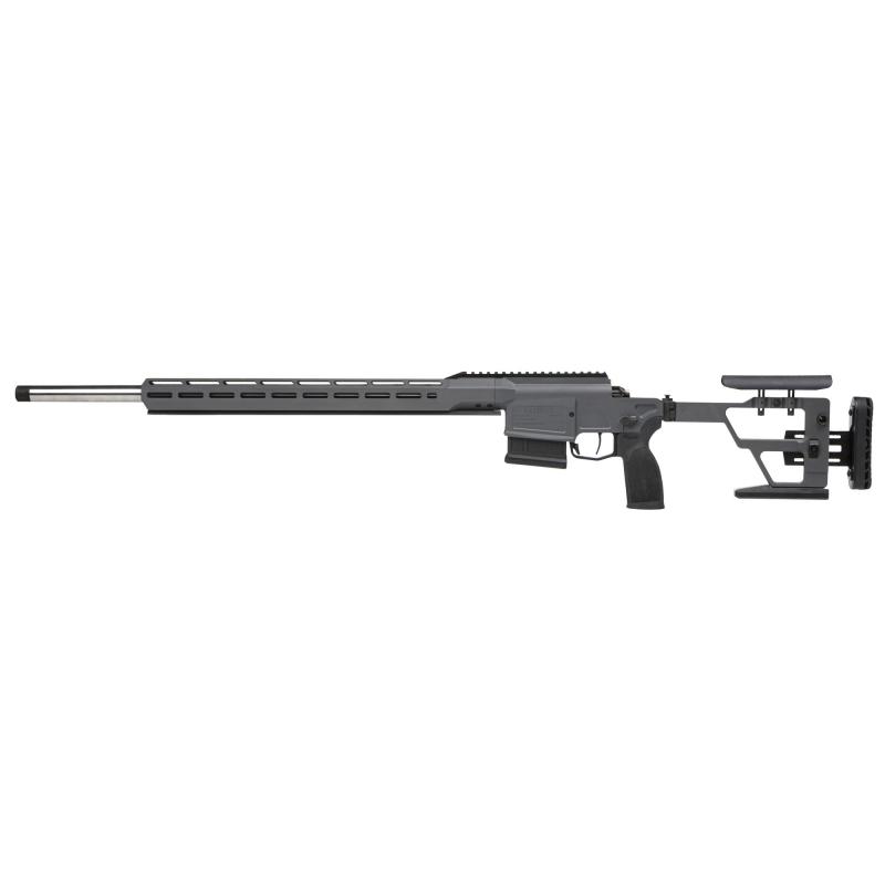 Cross PRS, Bolt Action, 308 Winchester, 24" Stainless Heavy Contour 5R Barrel, 2 Piece Free Floating Handguard With Steel Arca Rail, Steel Frame Folding Stock, Forward Angle PRS Style Grip, Cerakote Elite Concrete Finish, 10 Rounds CROSS-308-24B-PRS