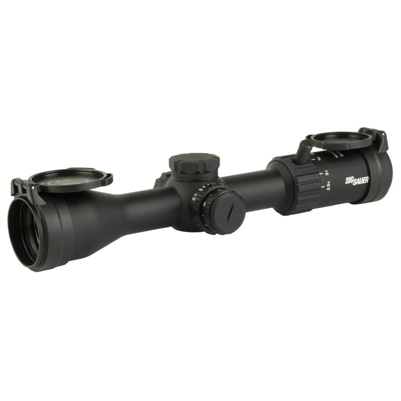 Whiskey 4, Rifle Scope, 2.5-10X42mm, Second Focal Plane, Hellfire Illuminated Quadplex Reticle, 42mm Objective, 30mm Main Tube, Matte Finish, Black, 0.25 MOA Adjustment, Included Flip Back Lens Cover SOW42004