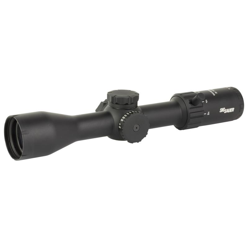 Whiskey 4 Rifle Scope, 3-12X44mm, 30mm Main Tube, Second Focal Plane, Quadplex Reticle, Matte Finish, Black SOW43003