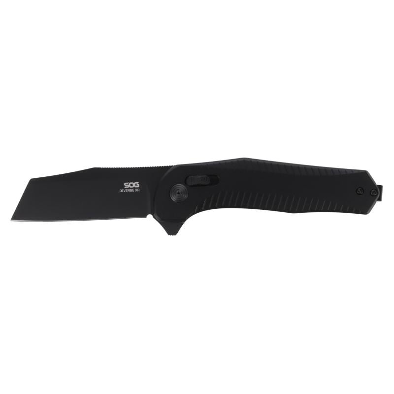 Diverge XR, Folding Knife, 3" Sheepsfoot Straight Edge, Alumminum Handle, Black, PVD Finsih, D2 Construction SOG12-02-01-43