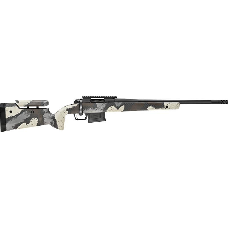 Model 2020 Waypoint, Bolt Action, 308 Winchester, 20" Fluted Stainless Barrel, SA Radial Brake, Tan Color, Desert Verde Cerakote, Ridgeline Camo Adjustable Carbon Fiber Stock with M-LOK, TriggerTech Adjustable Trigger, 5Rd, 1 AICS Short Action Magazine B