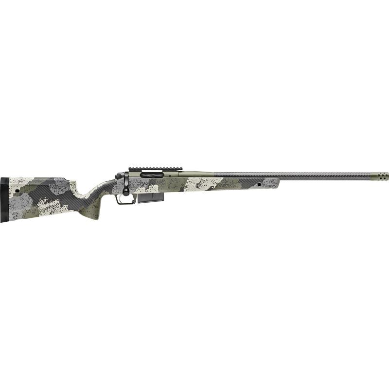 Model 2020 Waypoint, Bolt Action, 6.5 PRC, 24" Carbon Fiber Barrel, SA Radial Brake, Green Color, Mil-Spec Green Cerakote, Evergreen Camo Carbon Fiber Stock with M-LOK, TriggerTech Adjustable Trigger, 3Rd, 1 AICS Short Action Magazine BAW92465PRCCFG