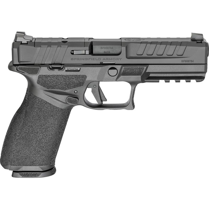 Echelon Gear Up, Striker Fired, Semi-automatic, Polymer Frame Pistol, Full Size, 9MM, 4.5" Barrel, Melonite Finish, Black, Optics Ready Slide, Front Tritium Night Sight, Tactical Rack U-Dot Rear, Manual Safety, 10 Rounds, 5 Magazines, Includes Viridian R