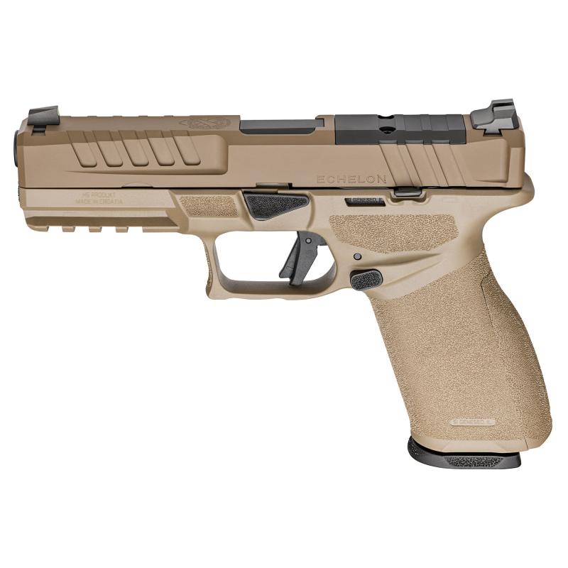 Echelon 4.5F, Semi-automatic, Striker Fired, Polymer Framed Pistol, Full Size, 9MM, 4.5" Barrel, Cerakote Finish, Flat Dark Earth, Optics Ready Slide, Front Tritium Night Sight, Tactical U-Dot Rear, 10 Rounds, 2 Magazines EC9459FLC-U